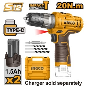 Bormasina 12V Impact 2 Acumulatori cu Type C si Geanta INGCO CIDLI12202E