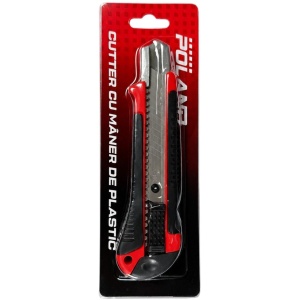 Cutter POLAND P0094, mâner plastic, cu lamă segmentată și sistem glisant, pentru carton, folie, hârtie și lucrări de ambalare sau montaj