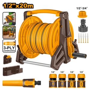 Suport cu Furtun 20m 1/2 si Accesorii INGCO HHR20124