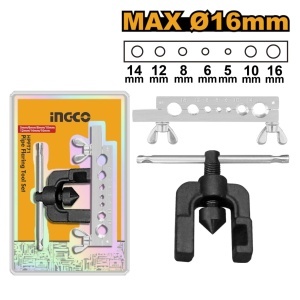 Aparat bercuit tevi INGCO HPFT71, 7 diametre 5-16 mm, cadru din otel forjat, bara cromata, dispozitiv manual pentru formarea capetelor de teava