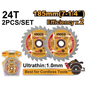 Disc Widia Lemn 165mm Ultra Subtire pentru Circular pe Acumulator 2buc/set INGCO TSB1653 - Img 2