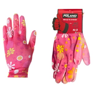 Manusi Cauciucate Poland Dama PU Nr.9 S/M cu Flori