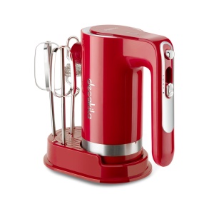 Mixer de mana fara fir DECAKILA KMMX006R, 90 W, 11.1 V, baterie 2000 mAh, 7 viteze, rosu, cu batatoare, carlige aluat si spumant lapte incluse