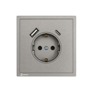Priza cu USB + Type-C 5V / 2000 mA, 80 x 80 mm NEAGRA - Img 3