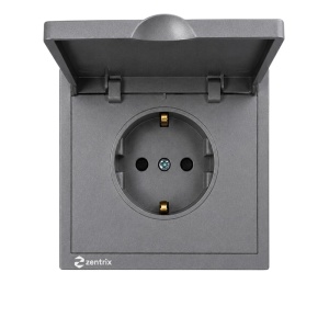 Priza simpla cu Impamantare si capac 16A, 250V, 80 x 80 mm NEAGRA - Img 3