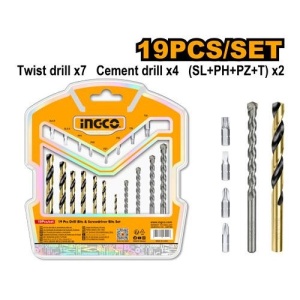 Burghie Metal ,Beton si Bits Set 19buc INGCO AKSDB1901