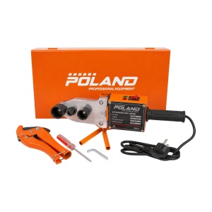 Kit sudură PPR Poland P0001, 1500W, temperatură reglabilă 0–300°C, capete 20/25/32 mm, clește pentru țevi și suport, pentru instalații