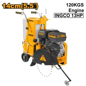 Masina debitat asfalt si beton INGCO GSF16-2E, benzina 13 CP, taiere maxima 14 cm, disc 30-45 cm, rezervor apa 35 L, impingere manuala, fara disc