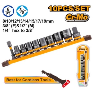 Trusa Tubulare IMPACT 3/8 10buc INGCO HKISSD38104