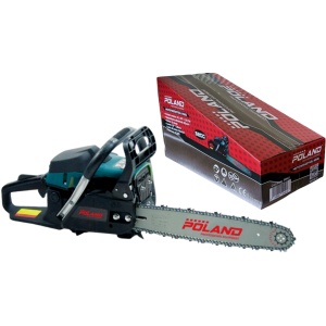 Motofierastrau POLAND 6580 B8623, benzina, motor 2 timpi 50 cm3 2,2 kW, sina 380 mm, ungere lant si rezervoare 550/260 ml pentru taierea lemnului