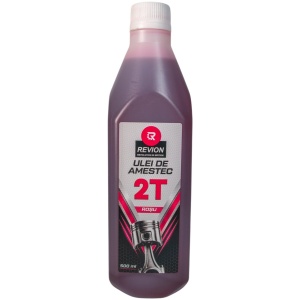 Ulei amestec Revion 2T roșu D298, 500 ml, pentru motoare în doi timpi, utilizare la motocoase și motofierăstraie conform dozajului recomandat