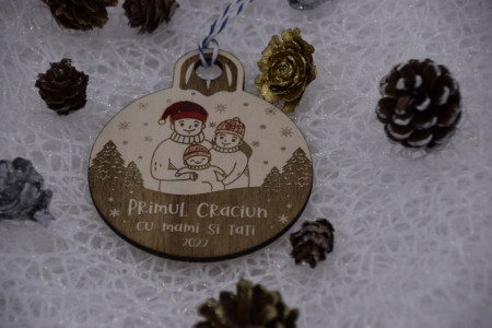 Ornament brad lemn personalizat Craciun 