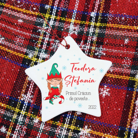 Ornament ceramic personalizabil Craciun - stea