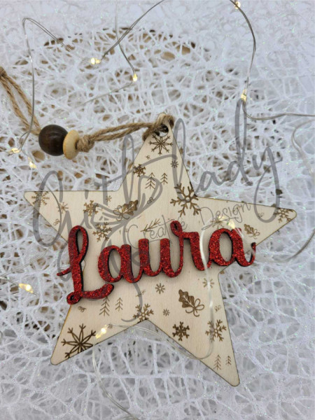 Ornament stea Craciun - personalizat cu nume