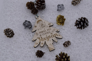 Ornament brad lemn personalizat Craciun 