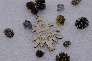 Ornament brad lemn personalizat Craciun 