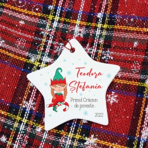 Ornament ceramic personalizabil Craciun - stea