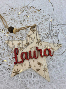 Ornament stea Craciun - personalizat cu nume