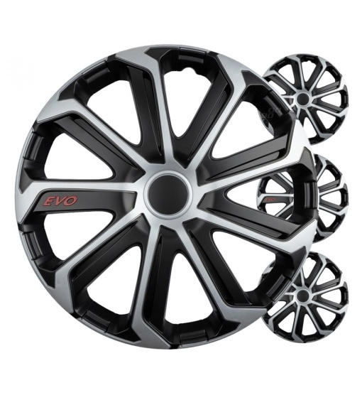 Set 4 Buc Capace Roti EVO Negru Argintiu 15"