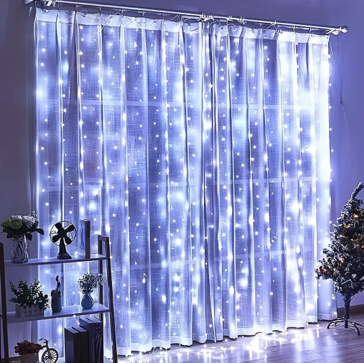 Instalatie Craciun Tip Perdea, 120 LED-uri, 2m x 1m, Alb Rece