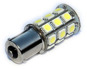 Bec Led BA15S 27 SMD Rosu Cu Pini Simetrici La 180 Grade 24V - Img 2