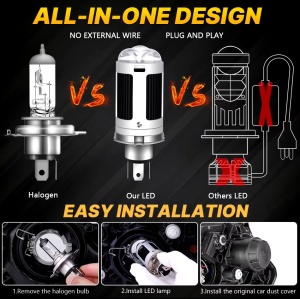 Bec Led H4 Pentru Far Moto, Atv, Scuter, Putere 26W/52W, 8000 Lm, 12-24V MX2-H4 - Img 9
