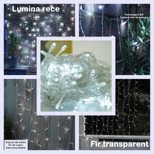 Instalatie Craciun Tip Perdea, 200 LED-uri, 5m x 1m, Alb Rece - Img 3