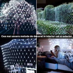 Instalatie Craciun Tip Plasa, 160 LED, 3 x 1 M, Alb Rece - Img 6