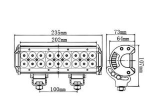 LED Bar Auto Offroad 54W/12V-24V, 4590 Lumeni, 9"/23 cm, Spot Beam 12 Grade - Img 3
