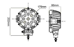 Proiector LED Auto Offroad 51W/12V-24V, 3740 Lumeni, Rosu, Flood Beam 60 Grade - Img 6