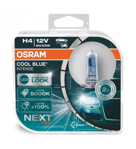 Set 2 Becuri Halogen OSRAM H4 12V 60/55W P43T COOL BLUE NEXT GEN 5000K