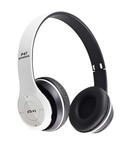 Căști Bluetooth P47 Alien Radio, MP3, Slot TF, Albe