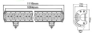 LED Bar Auto Offroad 288W/12V-24V, 24480 Lumeni, 44"/112 cm, Combo Beam 12/60 Grade - Img 4