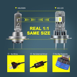 Set 2 Becuri Led H7 Canbus, Putere 50W, Luminozitate 5000 Lm, 12V - Img 3