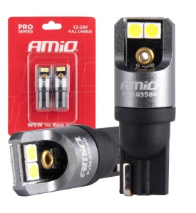 Set 2 Becuri Led T10 Alb Canbus Pro W5W 4X3030 12 / 24V