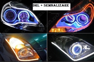 Set 2 Lumini De Zi Cu Semnalizare Dinamica / Secventiala Tip Tub Neon Flexibil 45 cm DRL - Img 4