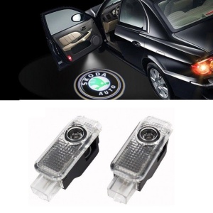 Set 2 Proiectoare Logo Dedicate Skoda Fabia, Octavia, Roomster, Superb