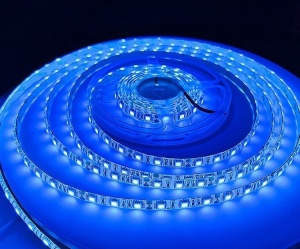 Banda Led Albastra 60 Leduri 5050/Metru, 24V, Rezistenta La Apa, Rola 5 Metri - Img 1