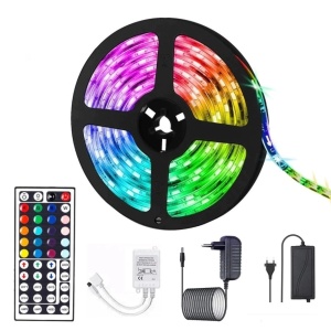 Banda Led RGB Multicolor 5 Metrii 12V Cu Telecomanda Si Transformator Inclus
