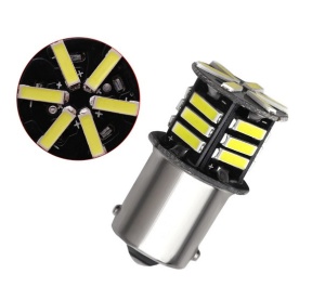 Bec Led BA15S P21W Rosu 1156 Cu 21 SMD 7020 12V - Img 2