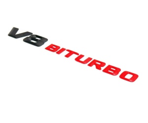 Emblema V8 Biturbo Negru - Rosu - Img 1