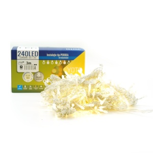 Instalatie Craciun Tip Perdea, 240 LED-uri, 3m x 2m, Alb Cald - Img 7