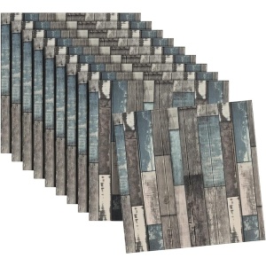Set 10 Placi Tapet 3D Model Lemn Gri Albastru - Img 5