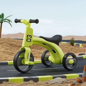 Bicicletă De Echilibru Cu Trei Roti Pentru Copii, Corgi Scooter Verde - Img 1