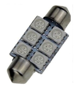 Led Auto Rosu Sofit cu 6 SMD 36 mm