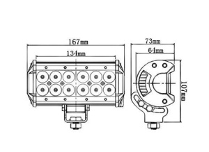 LED Bar Auto Offroad 36W/12V-24V, 3060 Lumeni, 7"/17 cm, Spot Beam 12 Grade - Img 3