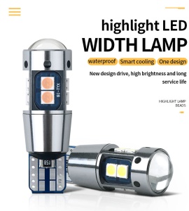 Set 2 Becuri Led T10 Canbus Cu Lupa, Rezistent La Apa, 10 Smd 3030 12V - Img 6