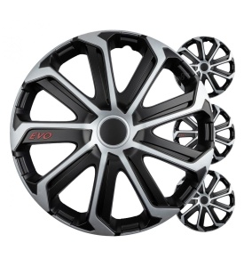 Set 4 Buc Capace Roti EVO Negru Argintiu 15" - Img 1