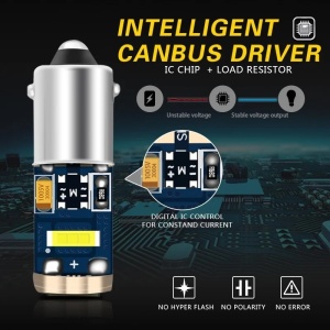 Bec Led BAY9S H21W Alb Canbus 3 SMD 1860 CSP9 12V Fara Polaritate - Img 2