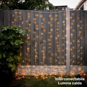 Instalatie Craciun Tip Perdea, 320 LED-uri, 3m x 3m, Alb Cald - Img 3